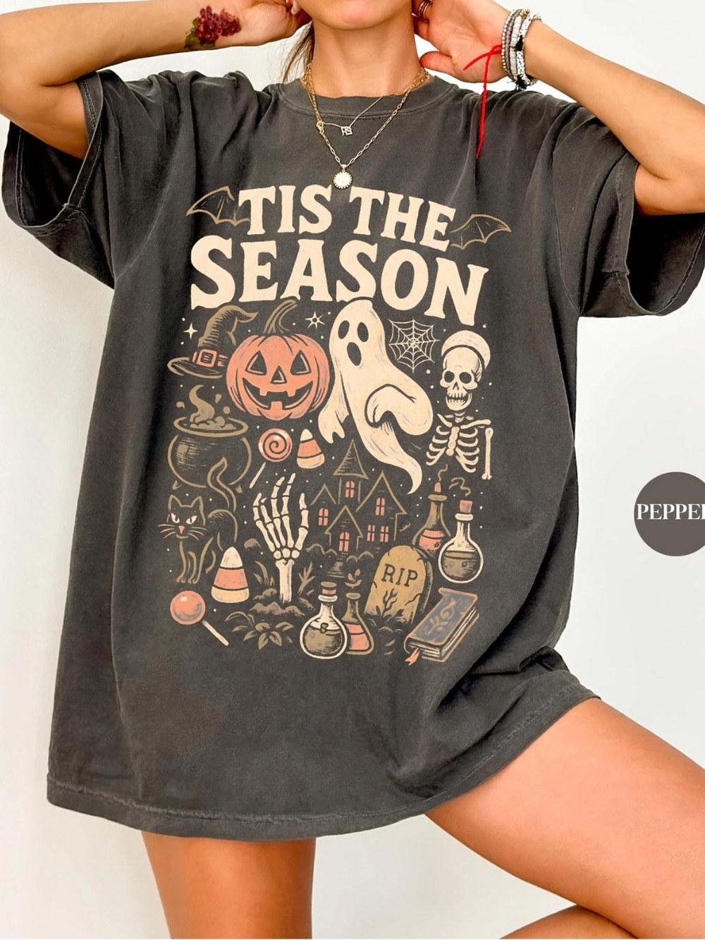 Comfort colors 'Tis The Season' Halloween Graphic Tee - Pepper